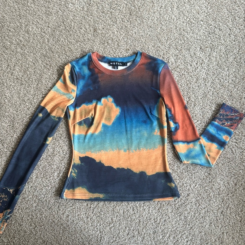 Motel rocks long sleeve multi color shirt, size S